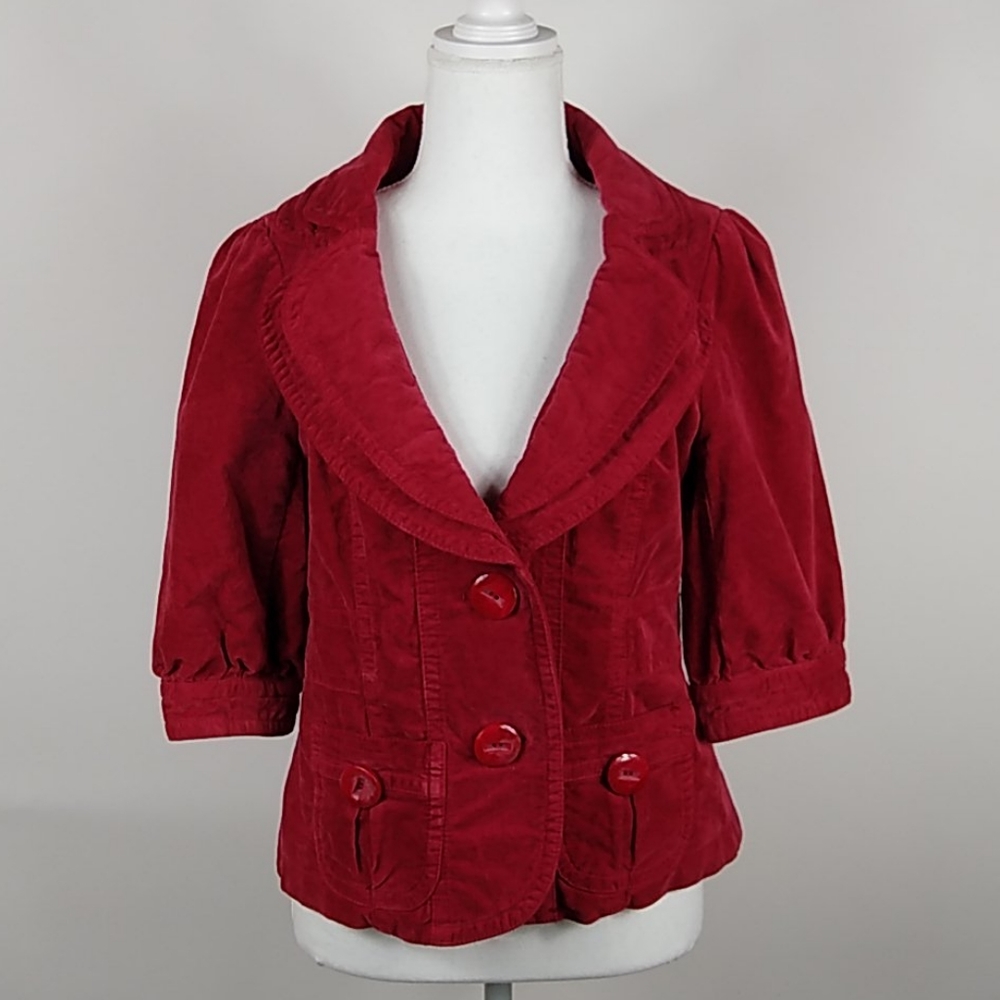 ETT twa Women's Red Velvet Jacket Size 6